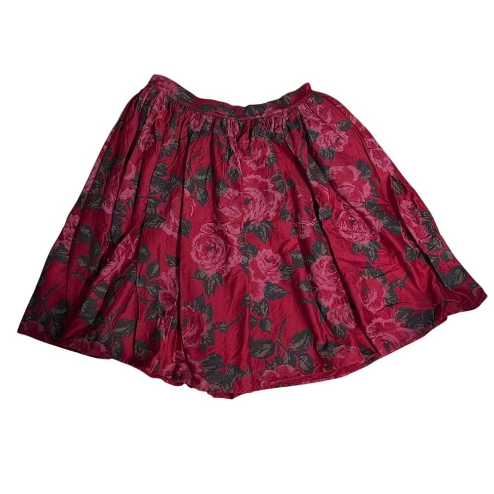 Vixen by Michelle Pitt 2X Swing Circle Skirt Red Rose Print Floral Retro Pinup